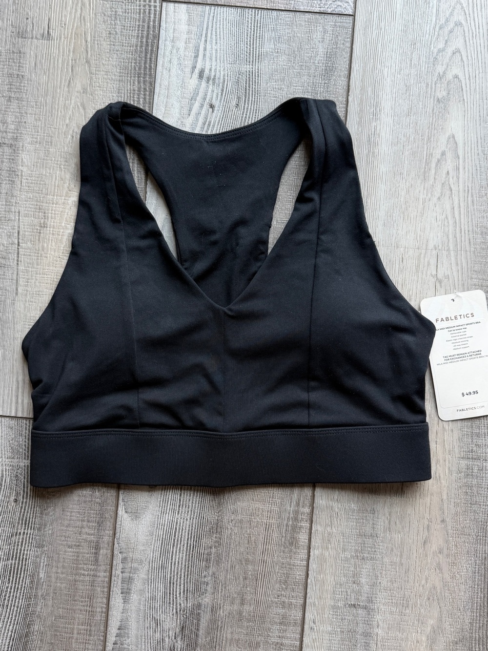 Fabletics Black V-Neck Racerback Sports Bra
